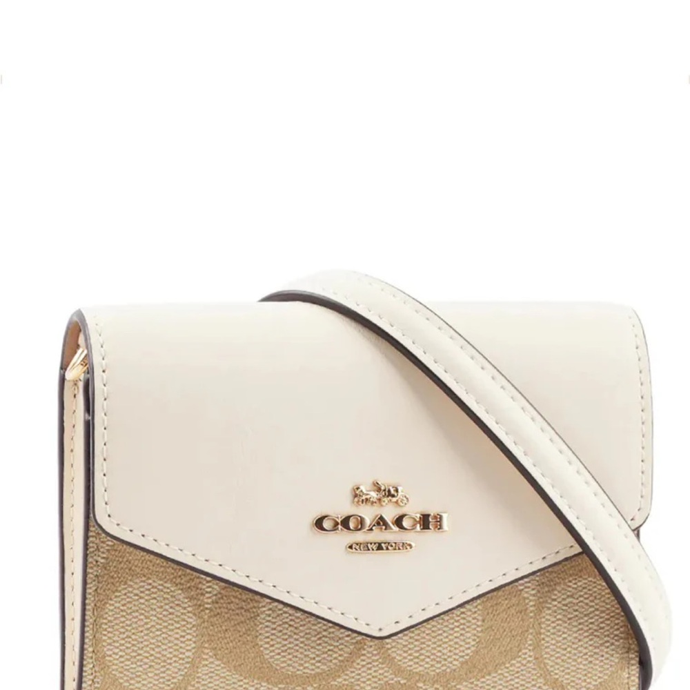 Coach Mini Envelope Wallet With Strap In Signature Canvas - Light Brown - Picture 10 of 17